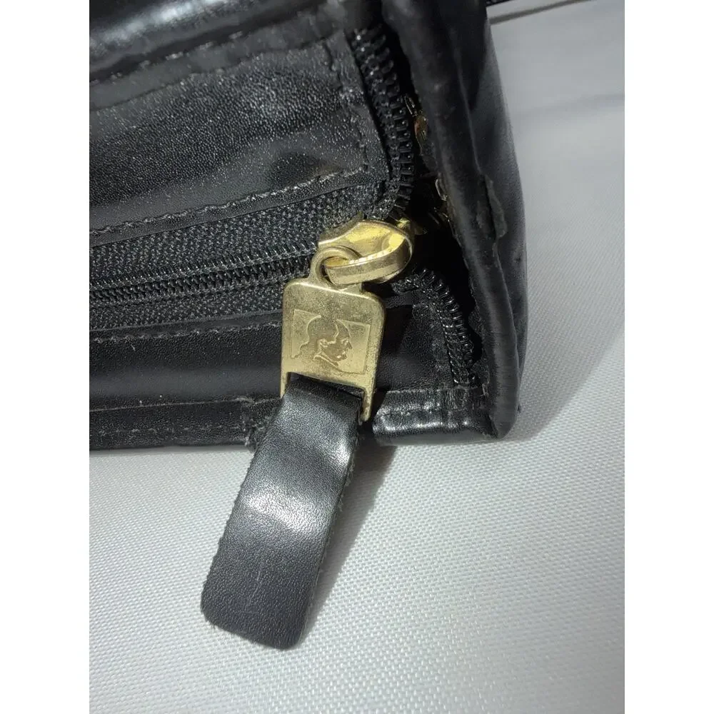 Franklin Covey Binder Planner Black Leather Zip Around W/ Handles & Strap Vtg